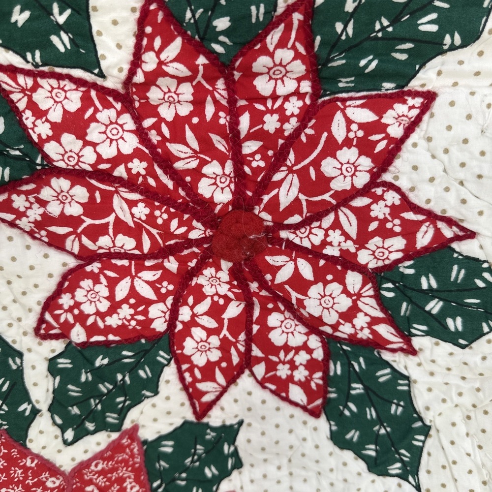 The Farmhouse Christmas Table Runner Rachel Ashwell Quilted Poinsettia Holiday - Picture 4 of 10